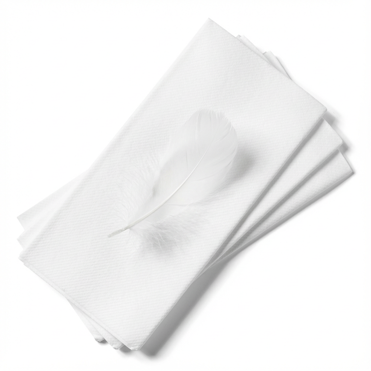 A feather-light premium napkin showing its soft, linen-like texture